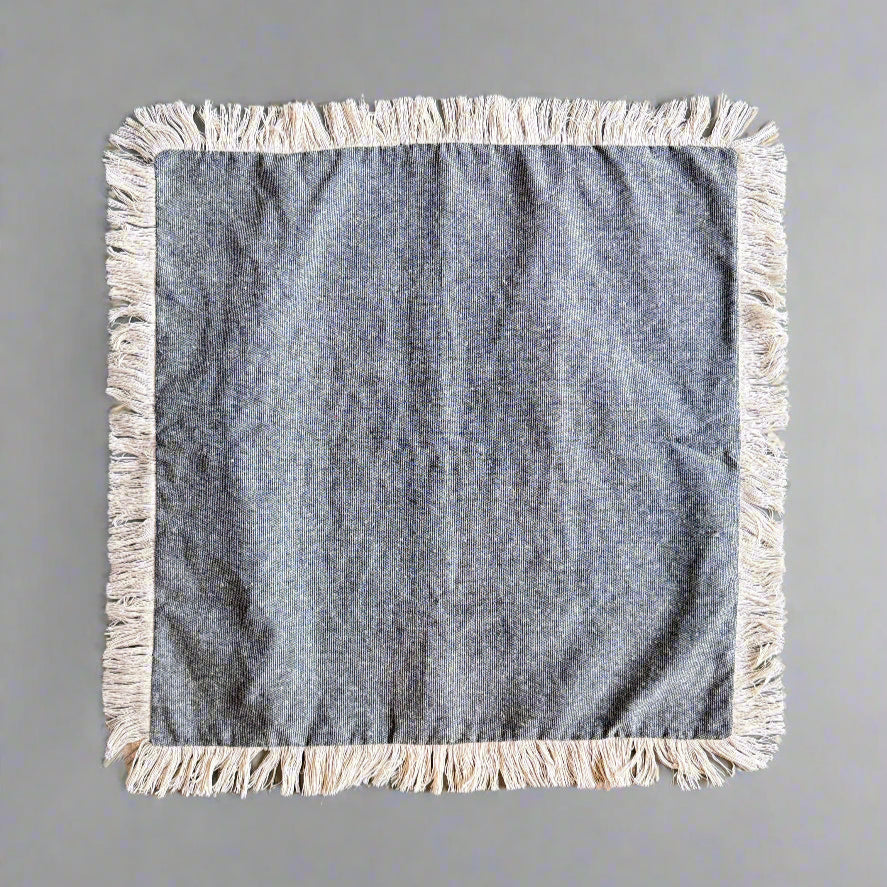 Grey Fringe Pillow Cover