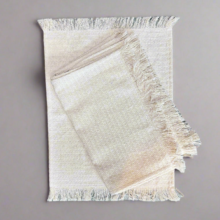 Beige Waffle Fabric Fringe Placemats (Set of 4)