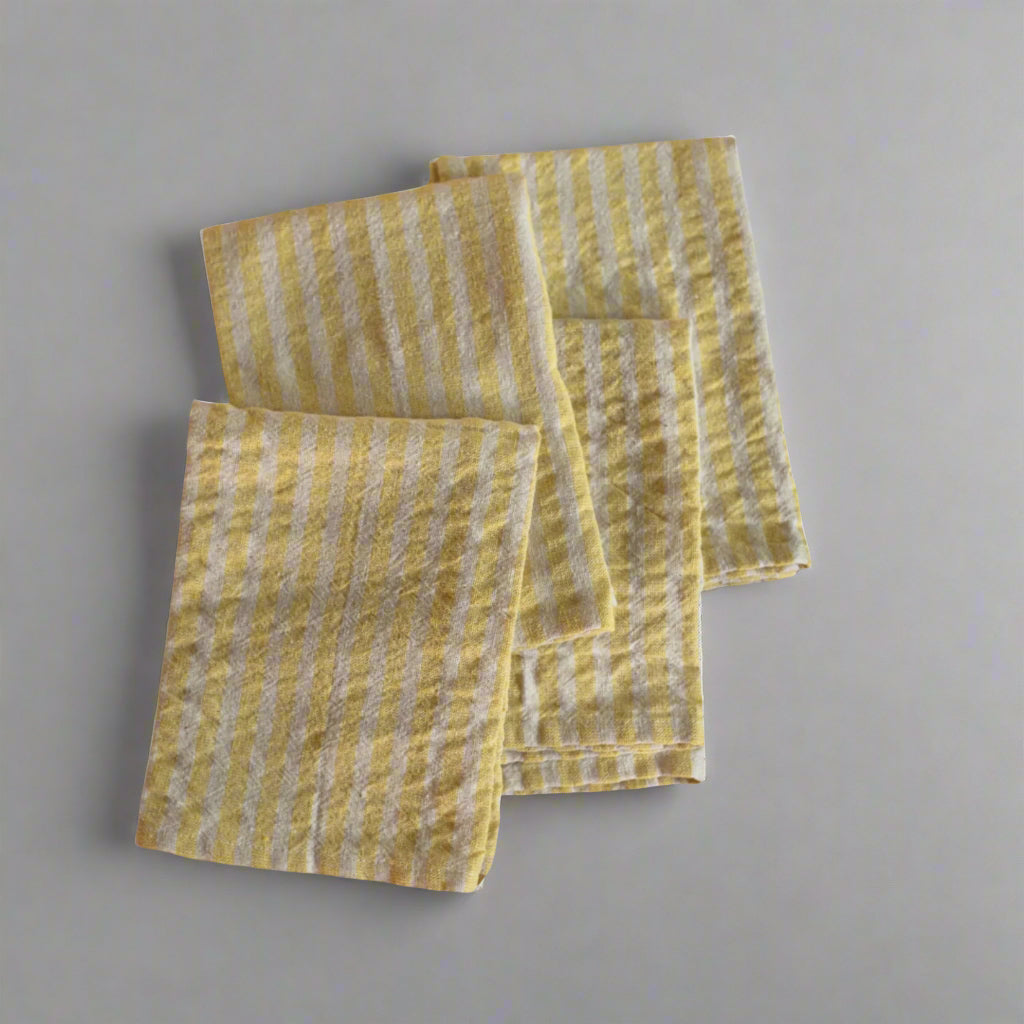 Yellow and Beige Cloth Napkins (Set of 4)